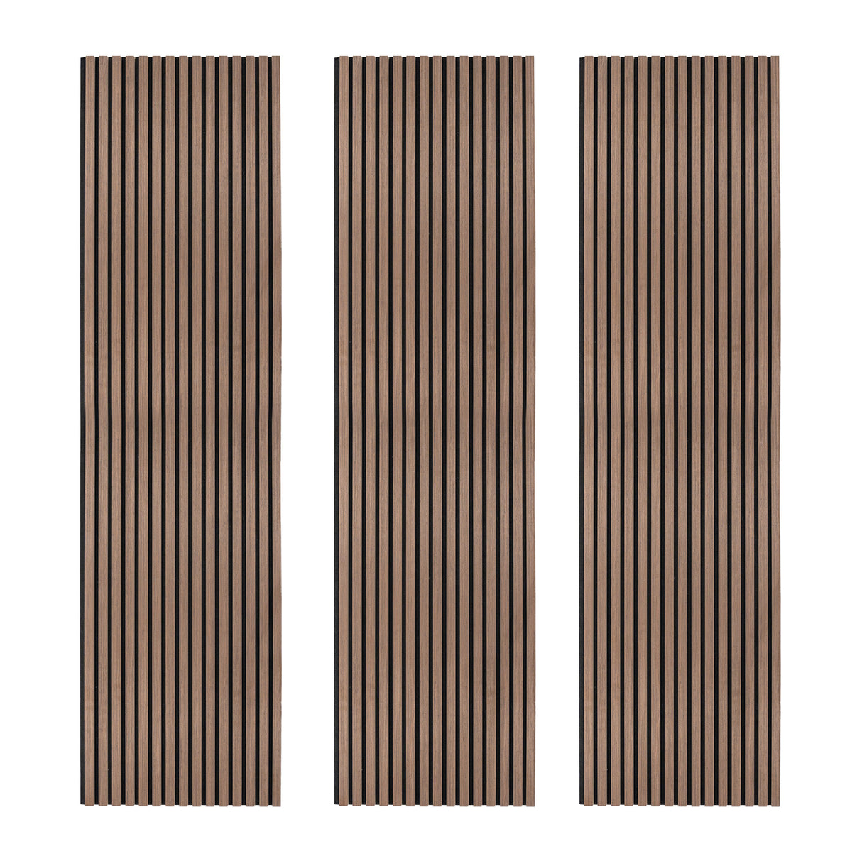 Acoustic Slat Wall Panels x 3 - Dark Walnut