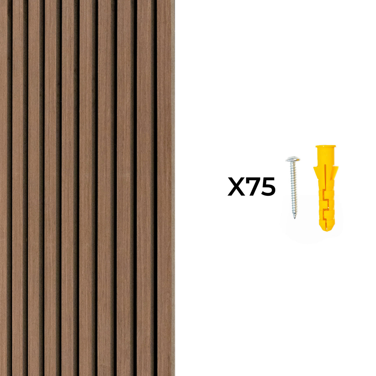 Acoustic Slat Wall Panels x 3 - Dark Walnut