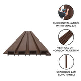 WPC Slatted Wall Cladding x 4 Panels – Brown