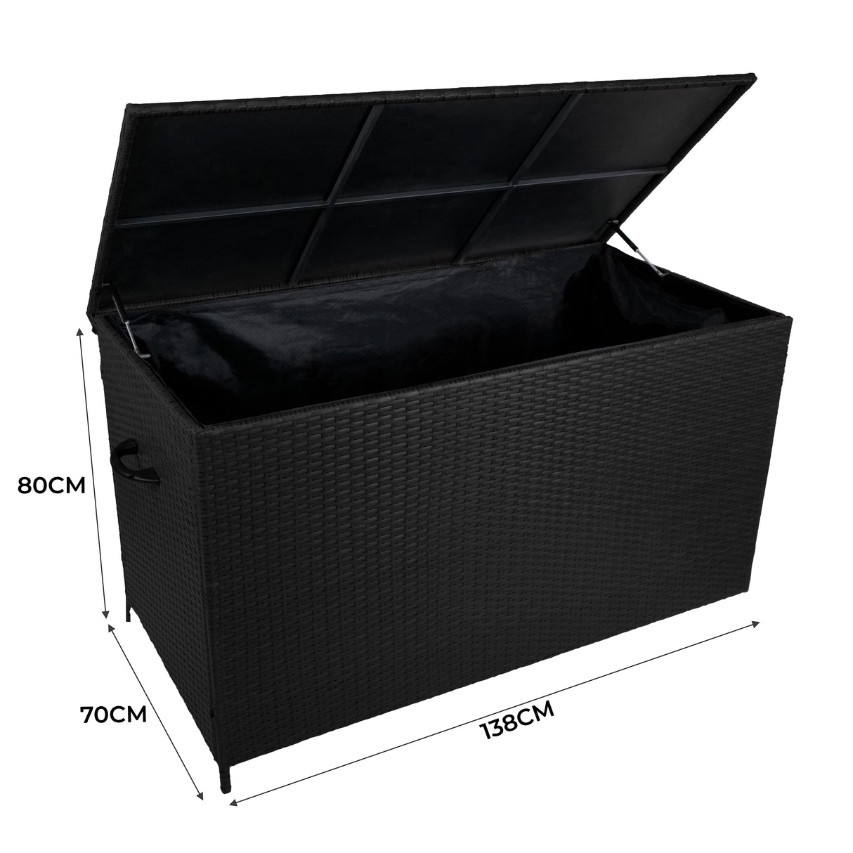Aluminium 4 Piece Sofa Set with Black Rattan Storage Box - Wood Effect