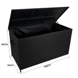 Aluminium 4 Piece Sofa Set with Black Rattan Storage Box - Wood Effect