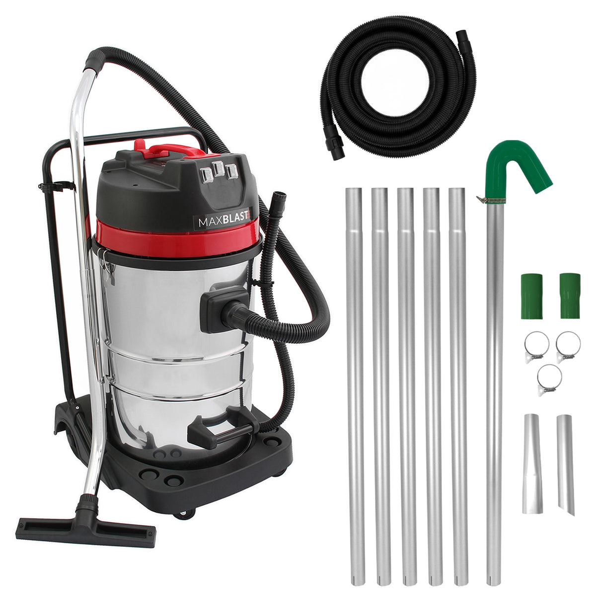 80L Wet & Dry Vacuum With Gutter Vacuum Poles & 5m Hose