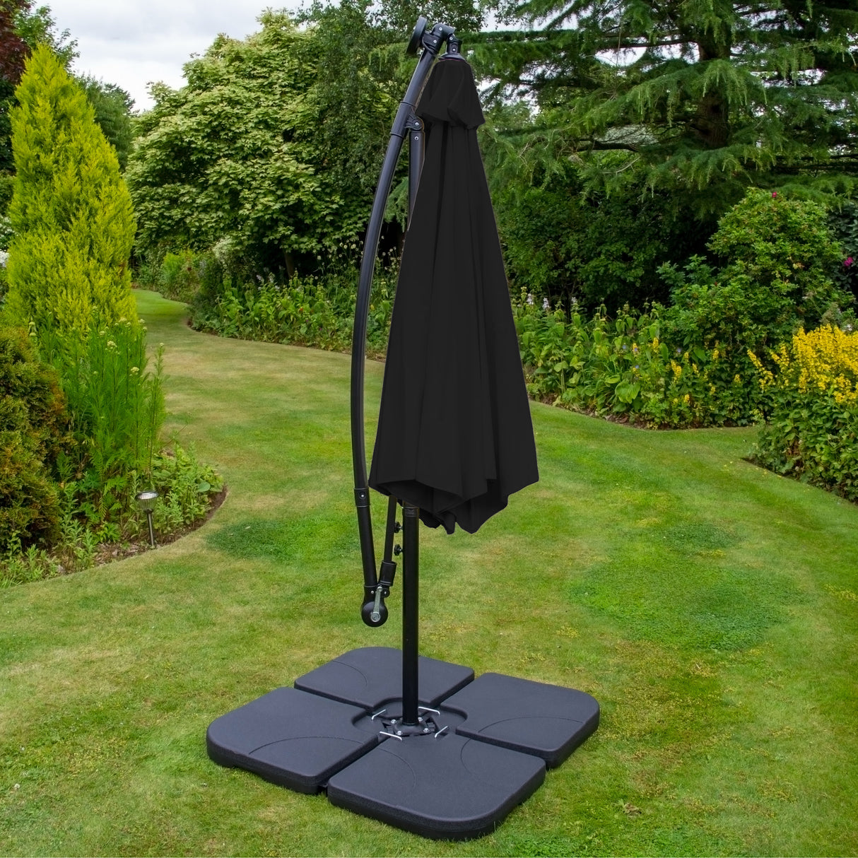 Anthracite 4 Piece Sofa Set With Black Parasol & Base