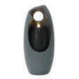 Sleek gray electric water feature with a modern design, featuring cascading water and a soft glow from an integrated light