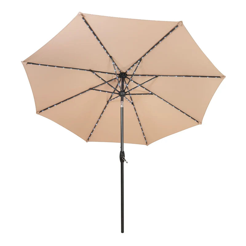 White Foldable Picnic Table + Beige 2.7m LED Parasol Bundle