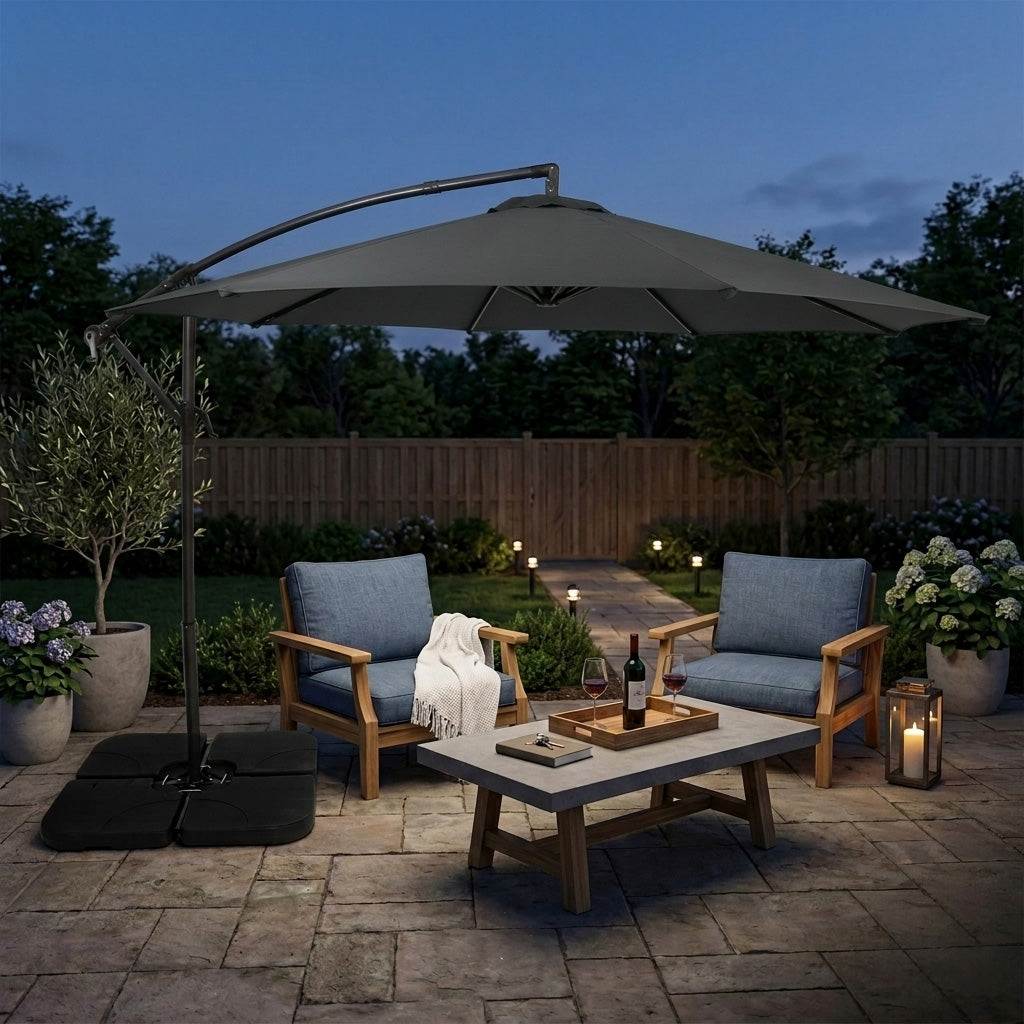 Cantilever Parasol 3m With Square Base – Grey