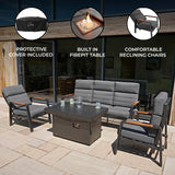 5 Seater Reclining Furniture Set With Firepit