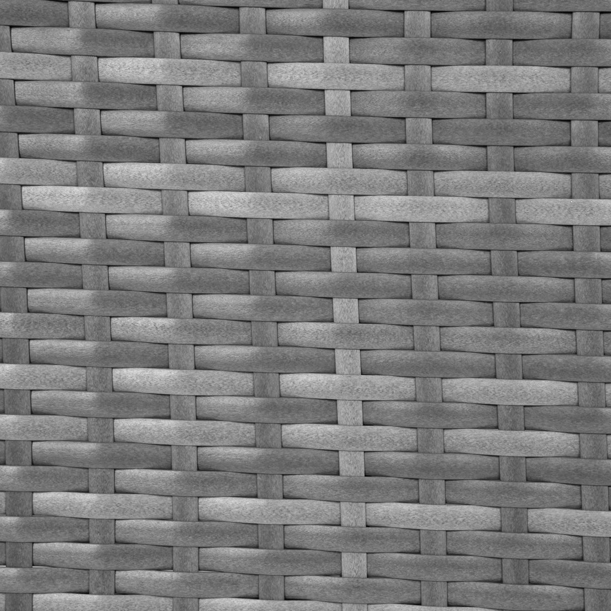 Grey rattan texture of a cushion storage box, showcasing intricate woven patterns and a durable, weather-resistant design