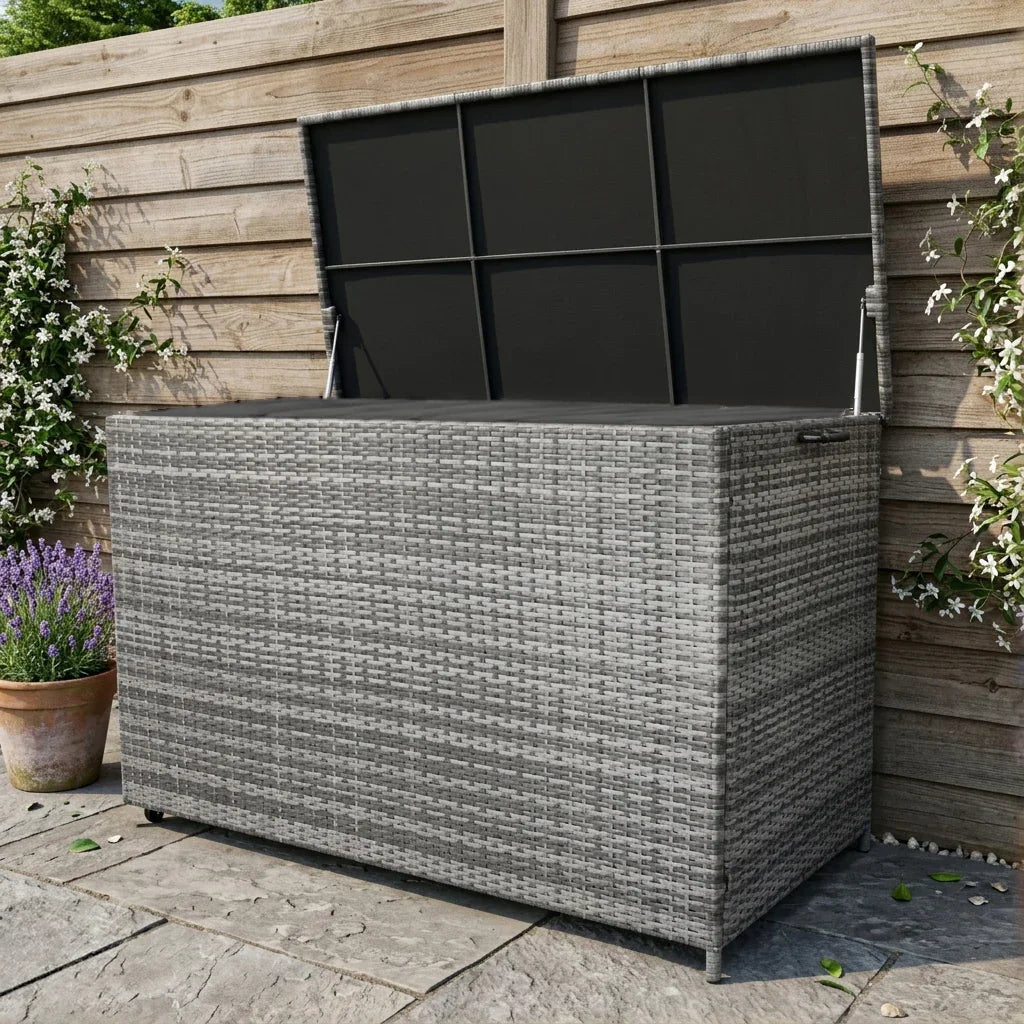 Rattan Cushion Storage Box 996L - Grey