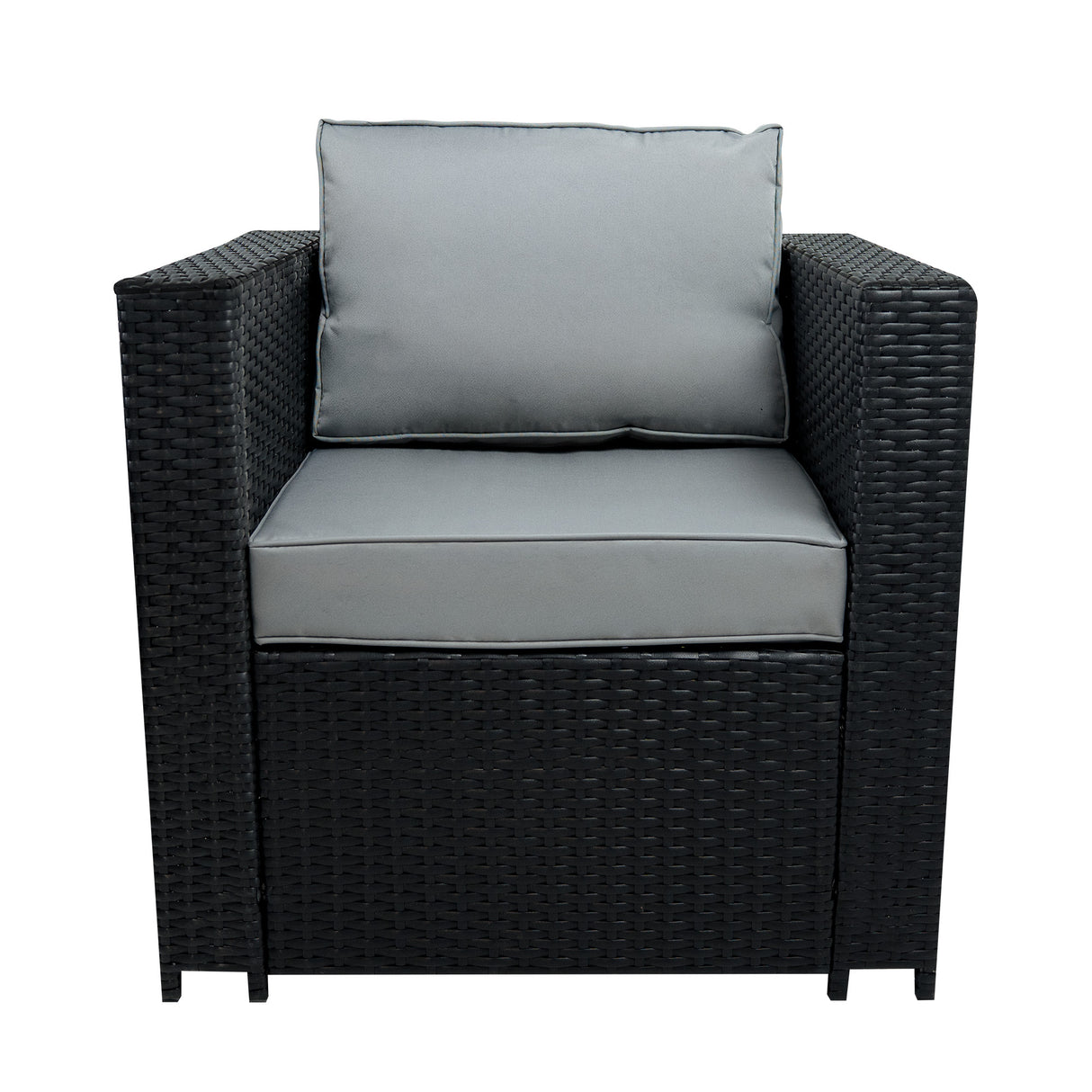 8 Seater Rattan Furniture Set With Firepit – Black