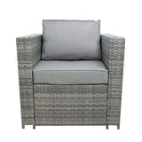 8 Seater Rattan Furniture Set With Firepit – Grey