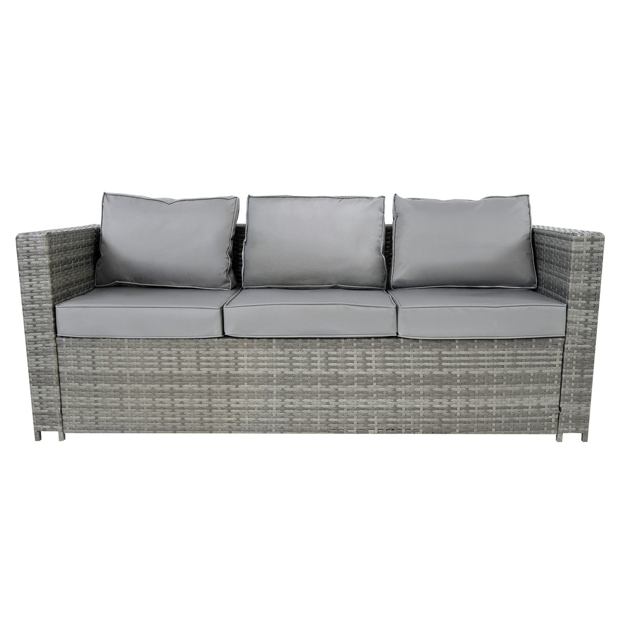 8 Seater Rattan Furniture Set With Firepit – Grey