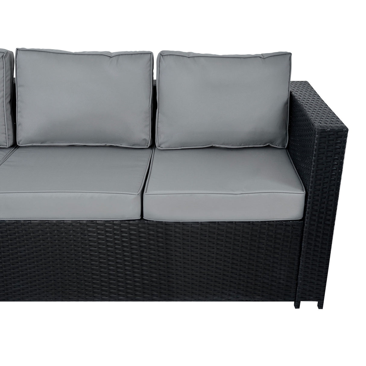 11 Seater Rattan Furniture Set With Firepit – Black
