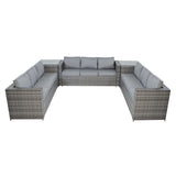 11 Seater Rattan Furniture Set With Firepit – Grey