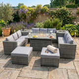 11 Seater Rattan Furniture Set With Firepit – Grey
