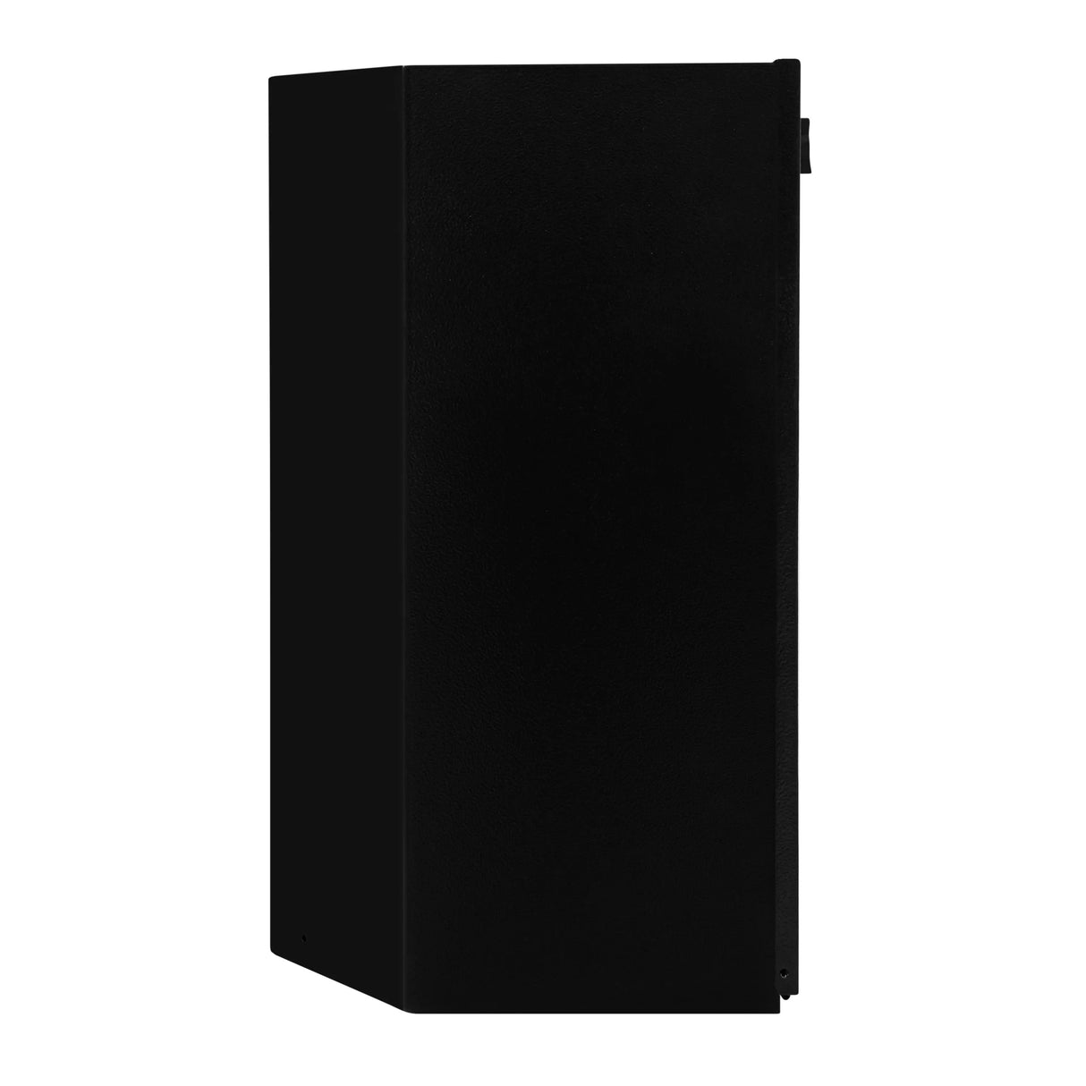 Black gas bottle locker designed for 6kg bottles, featuring a sleek, textured finish and a secure locking mechanism for safety
