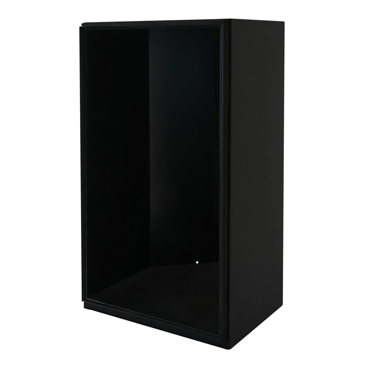 Sturdy black gas bottle locker designed for 6kg bottles, featuring a textured interior and a sleek, minimalist exterior