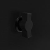 Black locking mechanism on a textured surface, designed for securing a 6kg gas bottle locker, featuring a sturdy, compact shape