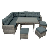Rattan Corner Set With Composite Table – Grey