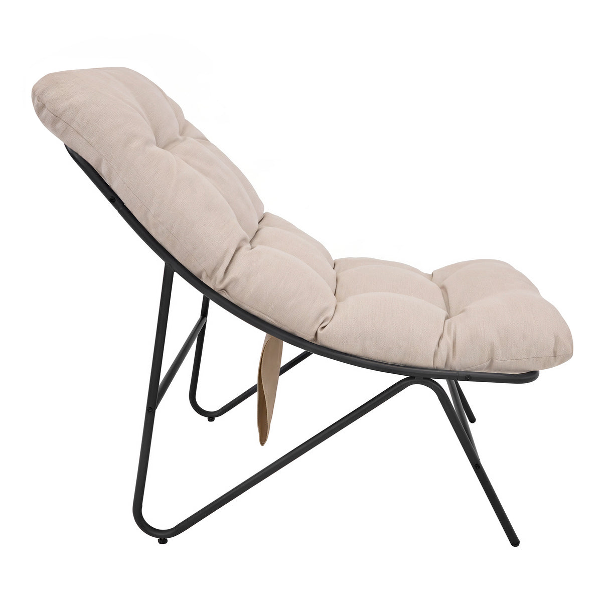 Stylish grey and cream bistro set featuring a modern, cushioned chair with a sleek black metal frame and a minimalist design