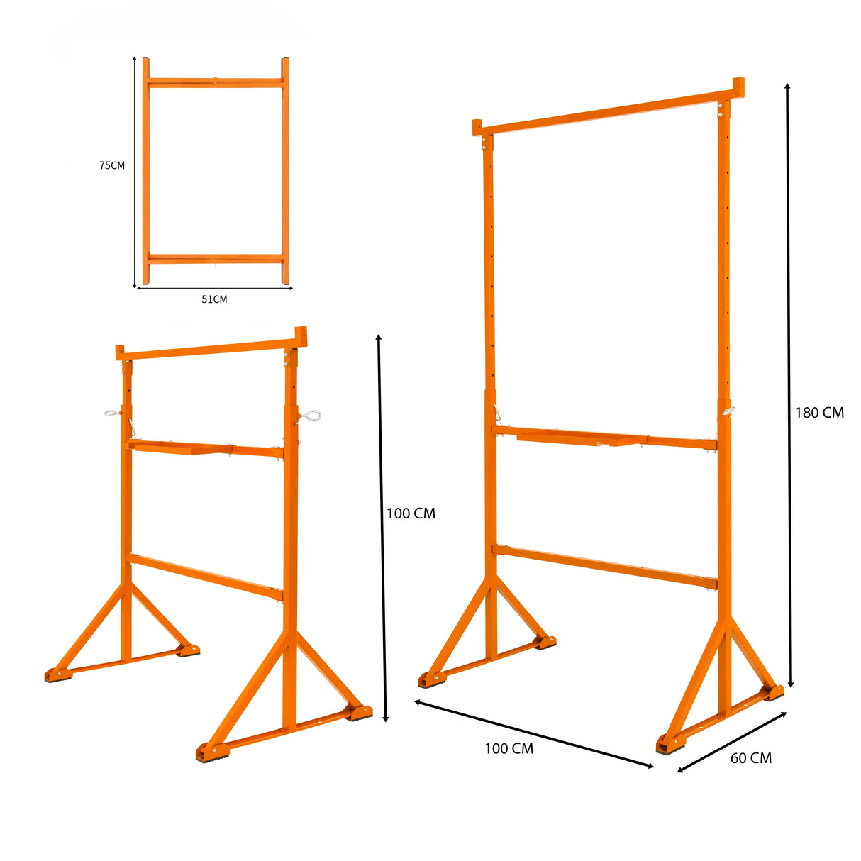 Trestle Stand x 2 & Mortar Board Stands 750mm H x 3