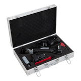 Cordless horse clippers in a sleek black design, housed in a silver carrying case with foam padding for protection and organization