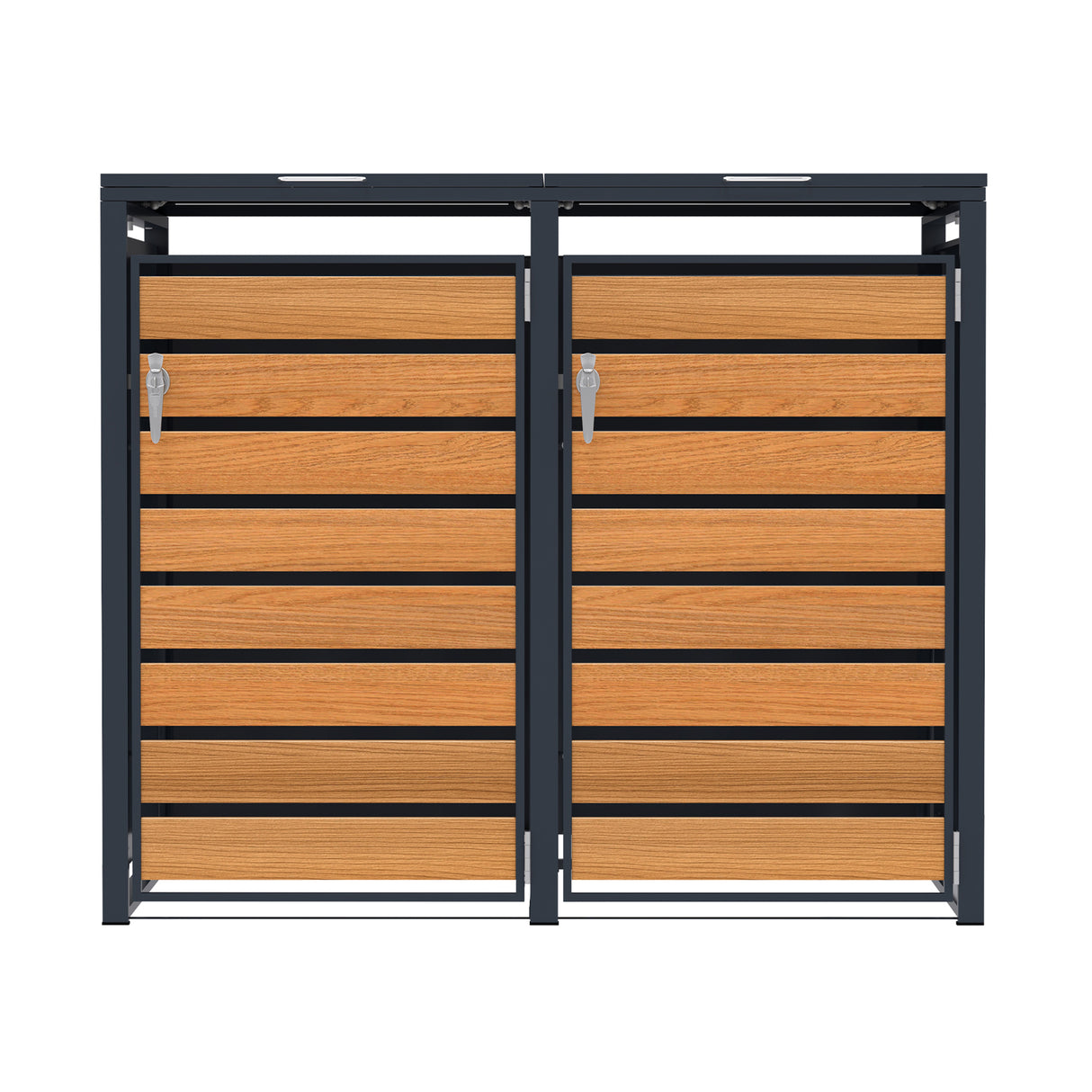 Double Wheelie Bin Metal Storage - Anthracite & Wood