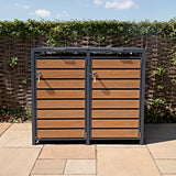 Double Wheelie Bin Metal Storage - Anthracite & Wood - view 4