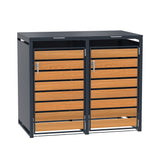 Double Wheelie Bin Metal Storage - Anthracite & Wood