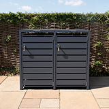 Double Wheelie Bin Metal Storage - Anthracite Grey - view 4