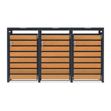 Triple Wheelie Bin Metal Storage - Anthracite & Wood