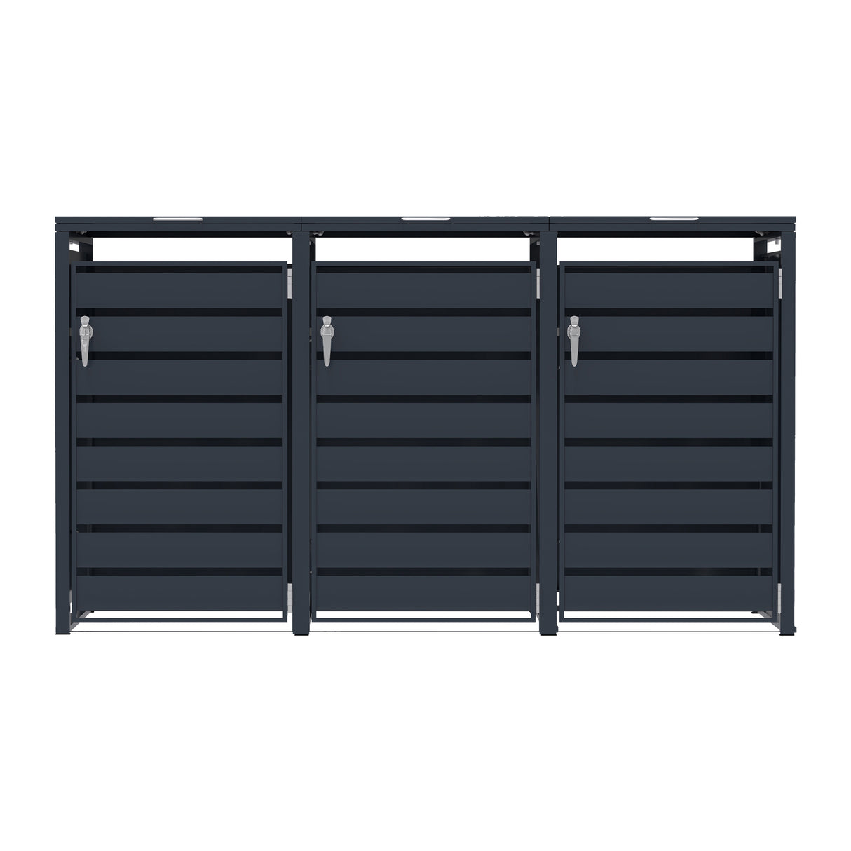 Triple Wheelie Bin Metal Storage - Anthracite Grey