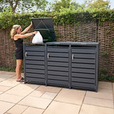 Triple Wheelie Bin Metal Storage - Anthracite Grey - view 12