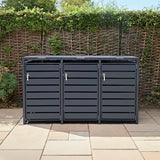 Triple Wheelie Bin Metal Storage - Anthracite Grey - view 4