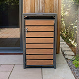 Single Wheelie Bin Metal Storage - Anthracite & Wood - view 4