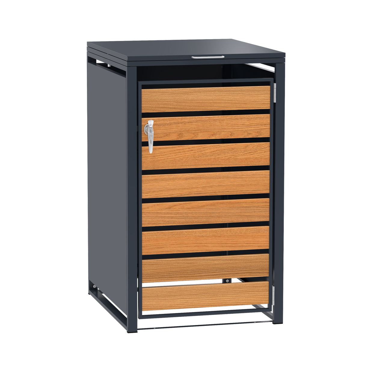 Single Wheelie Bin Metal Storage - Anthracite & Wood