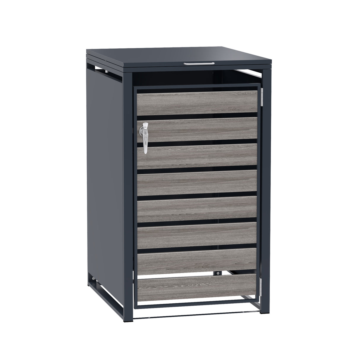 Single Wheelie Bin Metal Storage - Anthracite Grey Wood