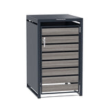 Single Wheelie Bin Metal Storage - Anthracite Grey Wood