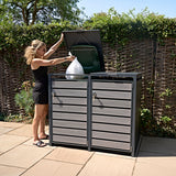 Double Wheelie Bin Metal Storage - Anthracite Grey Wood - view 12