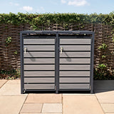 Double Wheelie Bin Metal Storage - Anthracite Grey Wood - view 4