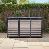Triple Wheelie Bin Metal Storage - Anthracite Grey Wood - view 4