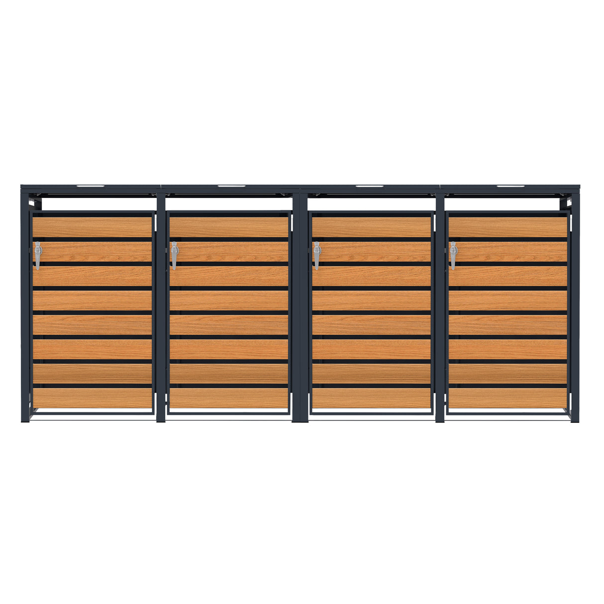 Quadruple Wheelie Bin Metal Storage - Anthracite & Wood