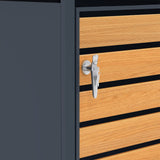 Quadruple Wheelie Bin Metal Storage - Anthracite & Wood