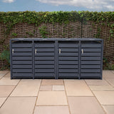 Quadruple Wheelie Bin Metal Storage - Anthracite Grey - view 4