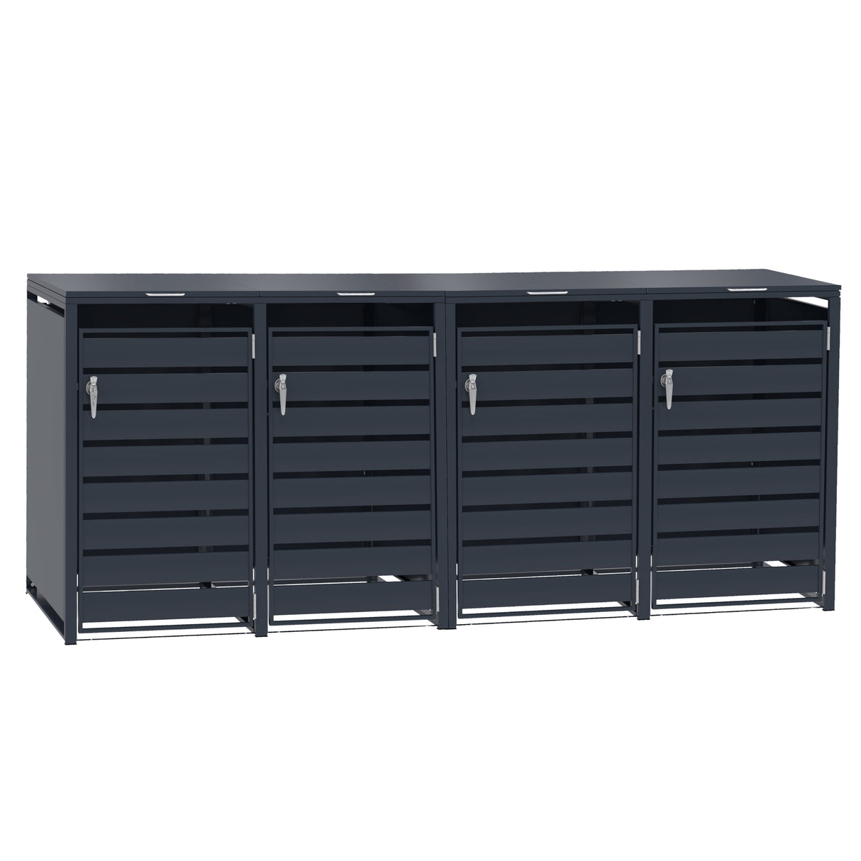 Quadruple Wheelie Bin Metal Storage - Anthracite Grey