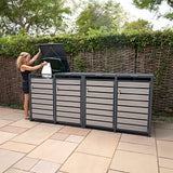 Quadruple Wheelie Bin Metal Storage - Anthracite Grey Wood - view 12