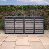 Quadruple Wheelie Bin Metal Storage - Anthracite Grey Wood - view 4