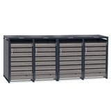 Quadruple Wheelie Bin Metal Storage - Anthracite Grey Wood