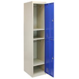 3 x Metal Storage Lockers - Two Doors, Blue - Flatpack