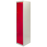 3 x Metal Storage Lockers - Two Doors, Red - Flatpack